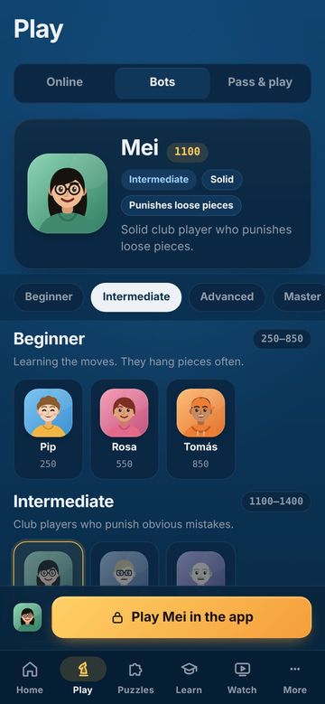 Play: online, bots and Pass & Play