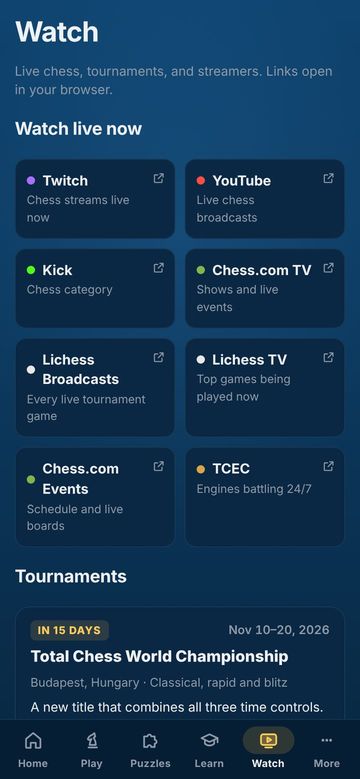 Watch live chess