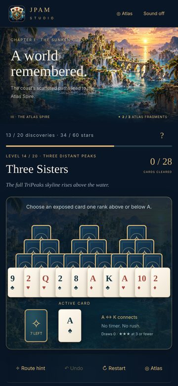 Level 14, Three Sisters: the full TriPeaks skyline