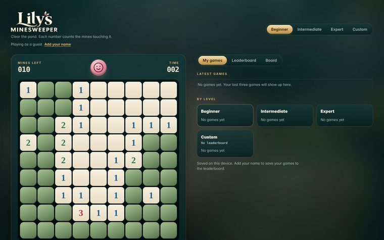 Beginner board with your games beside it