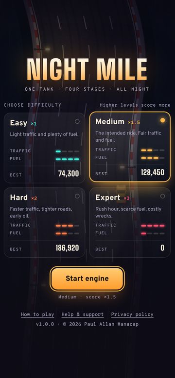 Choose from four difficulty levels