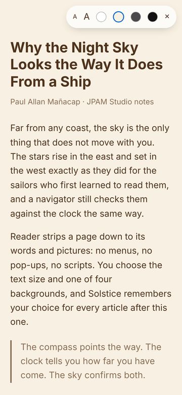 Reader, sepia theme