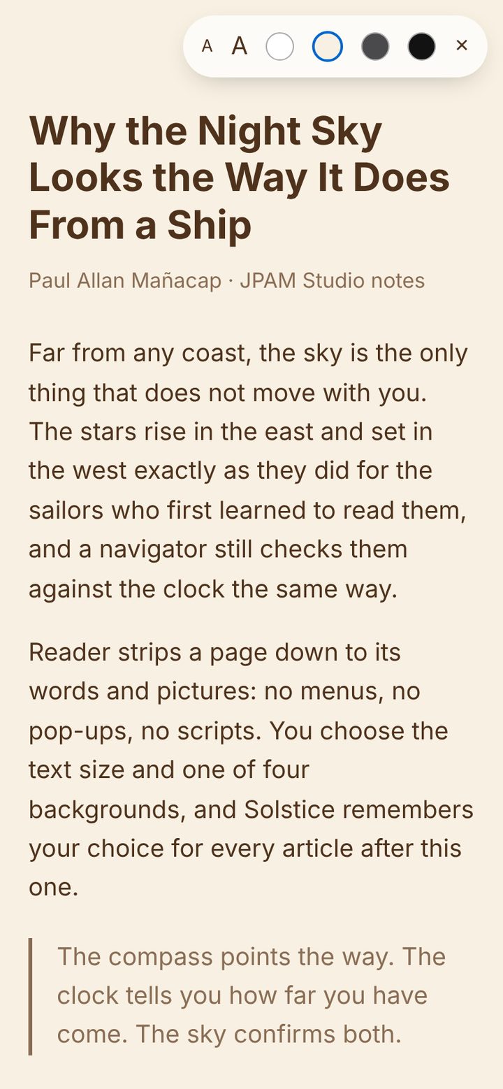 Reader, sepia theme