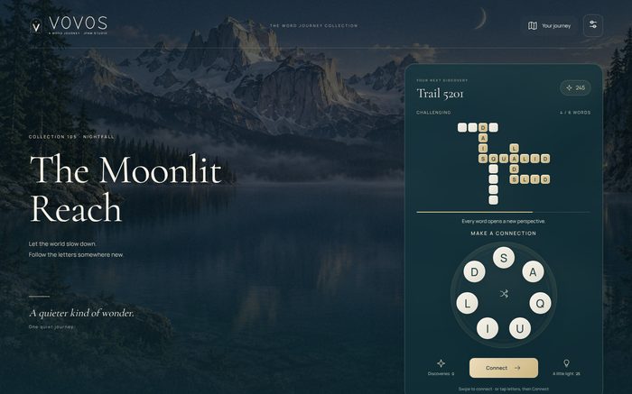 The Moonlit Reach at nightfall, on a wide screen