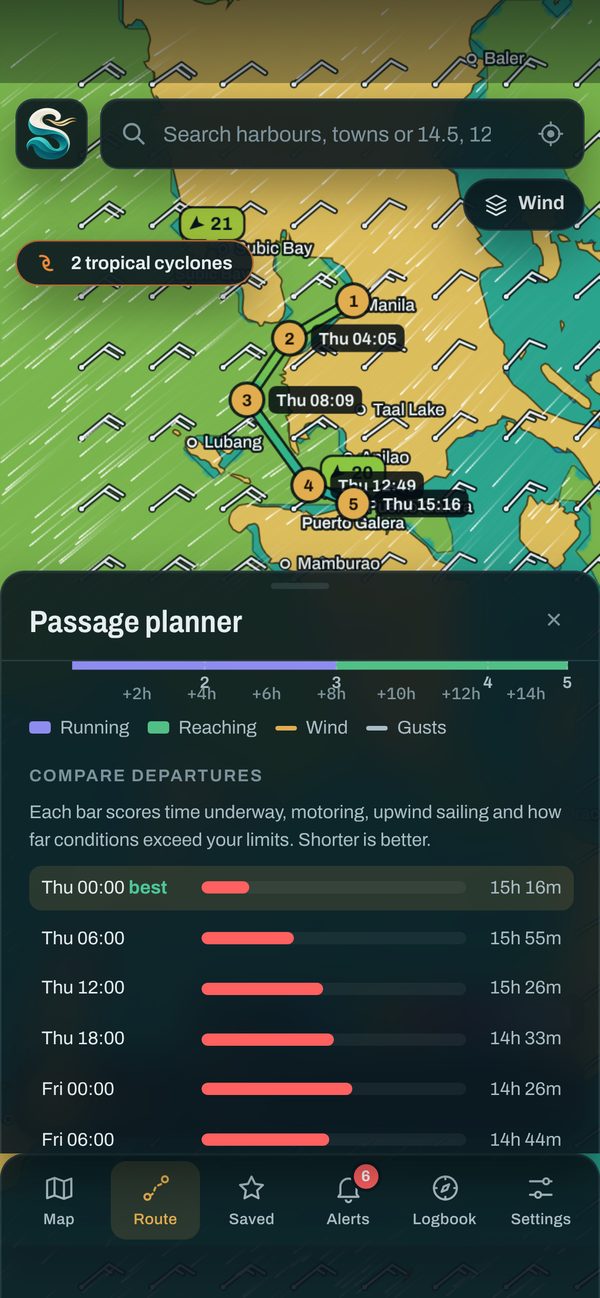 Passage planning with arrival times