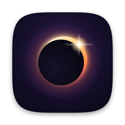 The Solstice icon: a golden solar eclipse with a bright spark of light on a midnight background